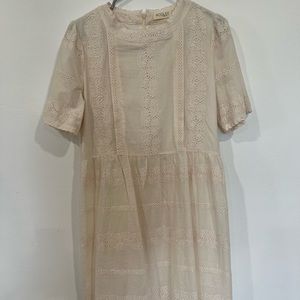 Roolee Cream Lace Midi Dress